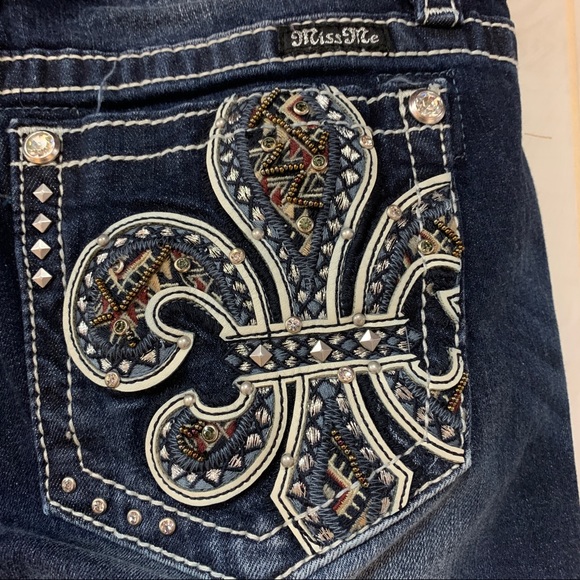 Miss Me Fleur de lis Dark Hailey Skinny Jeans 28 - Picture 8 of 11